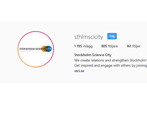 Gästredaktör för Stockholm Science Citys Instagramkonto